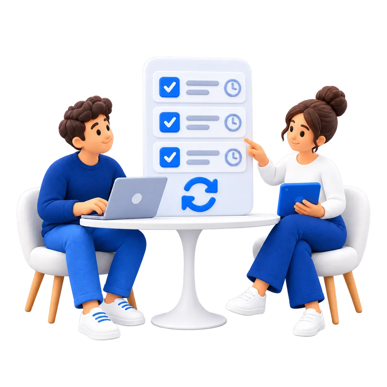 Dos personas revisan tareas automatizadas